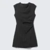 Suiting Open-Back Dress – Black Striped Suiting Open-Back Dress – Black Striped