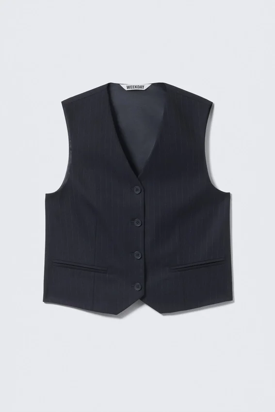 Suiting Waistcoat – Pinstriped Dark Blue Suiting Waistcoat – Pinstriped Dark Blue