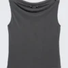 Super Soft Sleeveless Boatneck Top – Charcoal