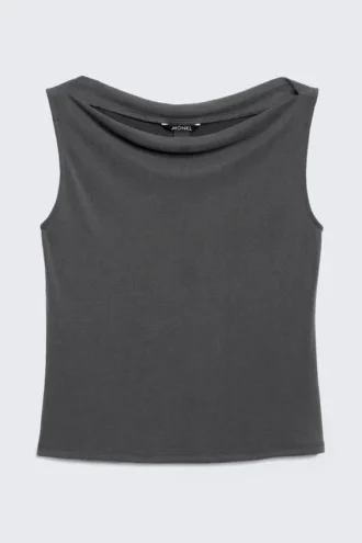 Super Soft Sleeveless Boatneck Top – Charcoal