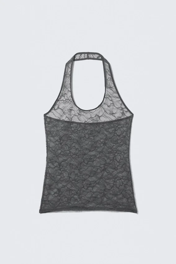 Swirly Lace Halterneck Top – Dark Grey Swirly Lace Halterneck Top – Dark Grey