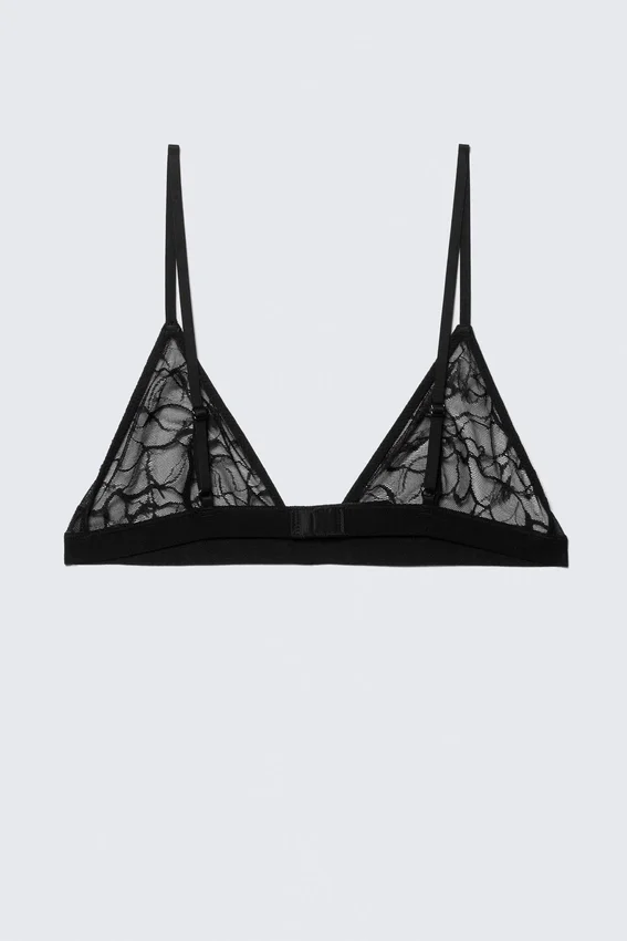 Swirly Lace Triangle Bra – Black Swirly Lace Triangle Bra – Black