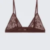 Swirly Lace Triangle Bra – Dark Red Swirly Lace Triangle Bra – Dark Red