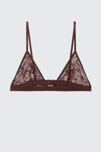 Swirly Lace Triangle Bra – Dark Red