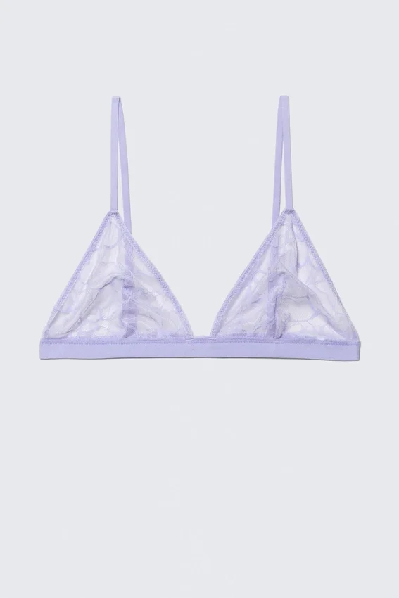 Swirly Lace Triangle Bra – Light Lilac Swirly Lace Triangle Bra – Light Lilac