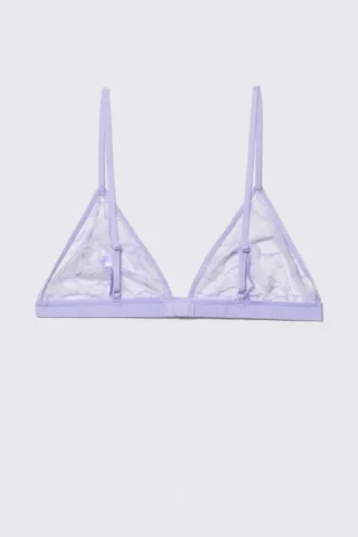 Swirly Lace Triangle Bra – Light Lilac