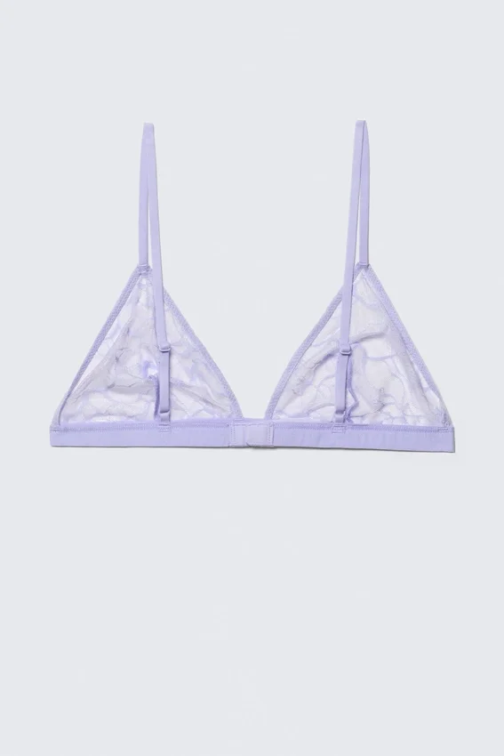 Swirly Lace Triangle Bra – Light Lilac Swirly Lace Triangle Bra – Light Lilac