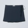 Tailored Viscose Mini Wrap Skirt – Dark Blue Tailored Viscose Mini Wrap Skirt – Dark Blue