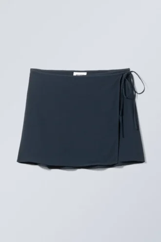 Tailored Viscose Mini Wrap Skirt – Dark Blue Tailored Viscose Mini Wrap Skirt – Dark Blue