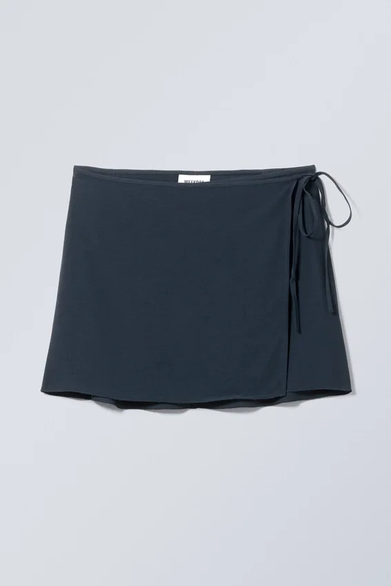 Tailored Viscose Mini Wrap Skirt – Dark Blue Tailored Viscose Mini Wrap Skirt – Dark Blue