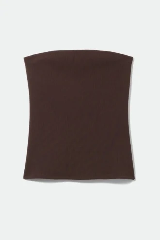 Tania Rib Tube Top – Dark Brown