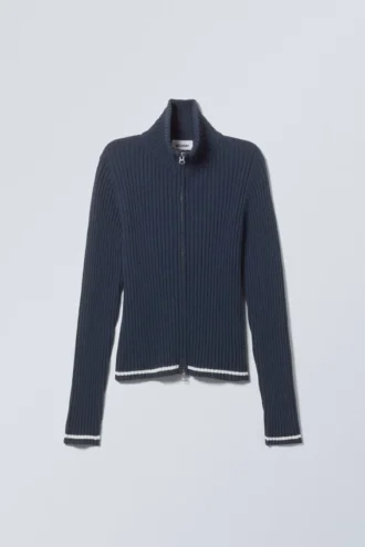 Tarja Sporty Zip Cardigan – Navy