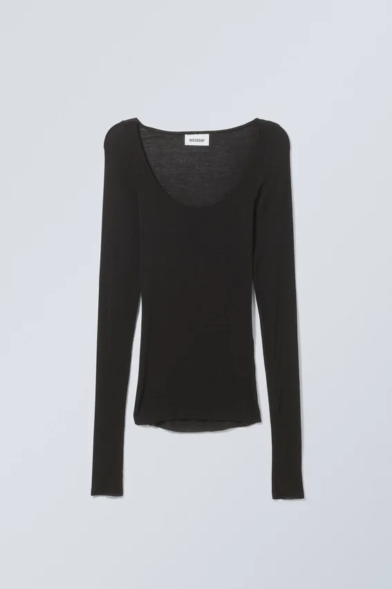 Tea Sheer Long Sleeve Top – Black Tea Sheer Long Sleeve Top – Black