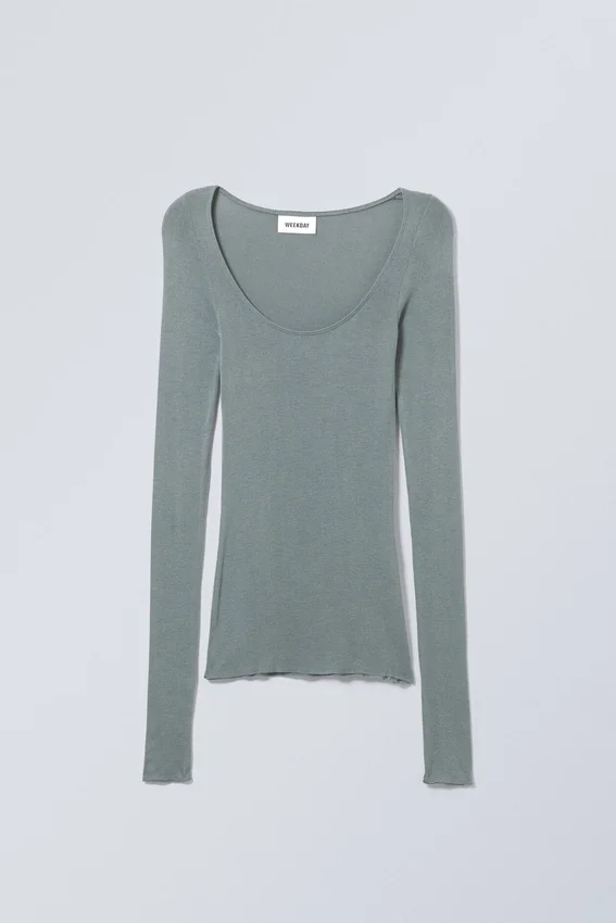 Tea Sheer Long Sleeve Top – Dusty Turquoise Tea Sheer Long Sleeve Top – Dusty Turquoise