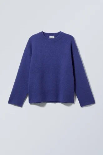 Teo Oversized Wool Blend Knit Sweater – Bright Blue