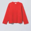 Teo Oversized Wool Blend Knit Sweater – Bright Red Teo Oversized Wool Blend Knit Sweater – Bright Red