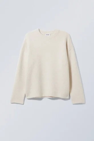 Teo Oversized Wool Blend Knit Sweater – Ecru Teo Oversized Wool Blend Knit Sweater – Ecru