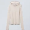 Terri Wool Blend Sheer Knit Hoodie – Light Grey Terri Wool Blend Sheer Knit Hoodie – Light Grey
