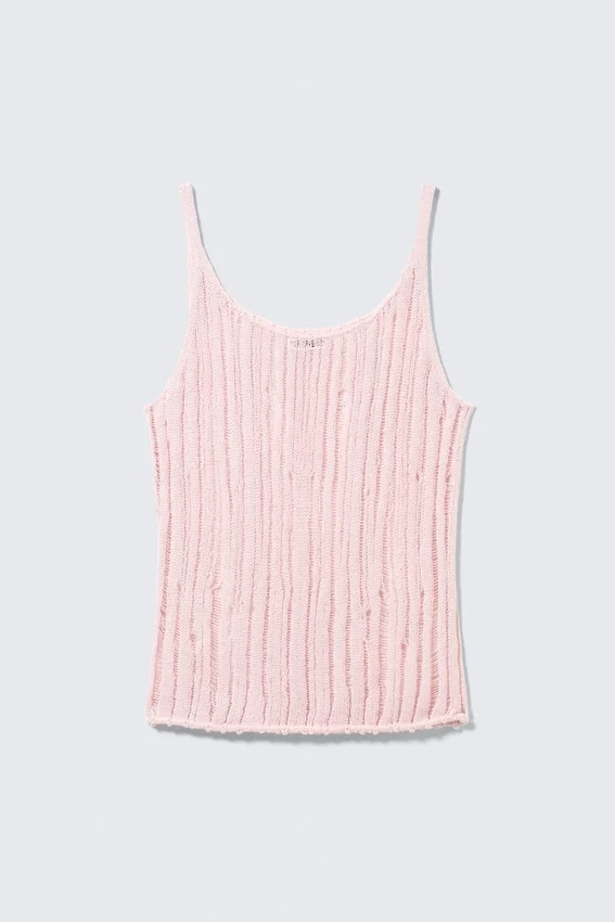 Textured Knitted Tank Top – Light Pink Textured Knitted Tank Top – Light Pink