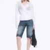 Textured Long-Sleeved Wrap Shirt – Transparent White