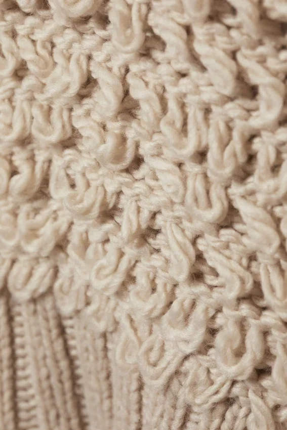 Textured Loop Knit Sweater – Beige Textured Loop Knit Sweater – Beige