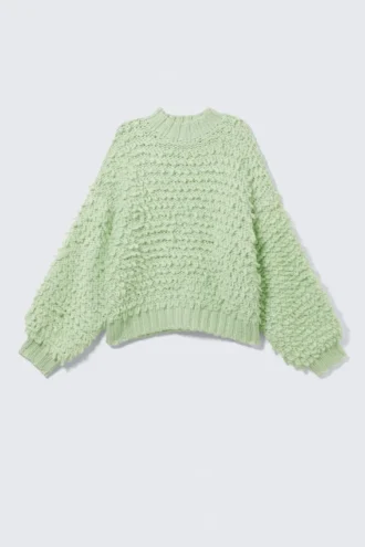 Textured Loop Knit Sweater – Light Green