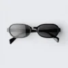 Thin Oval Frame Sunglasses – Black Thin Oval Frame Sunglasses – Black