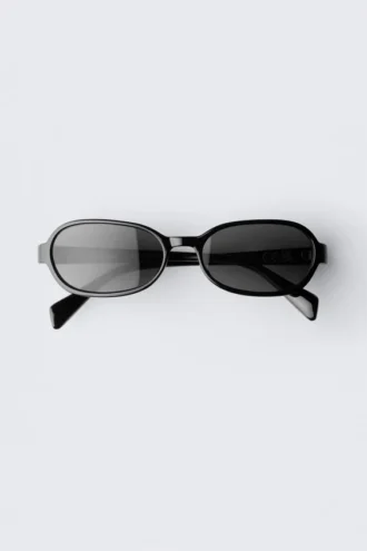 Thin Oval Frame Sunglasses – Black Thin Oval Frame Sunglasses – Black