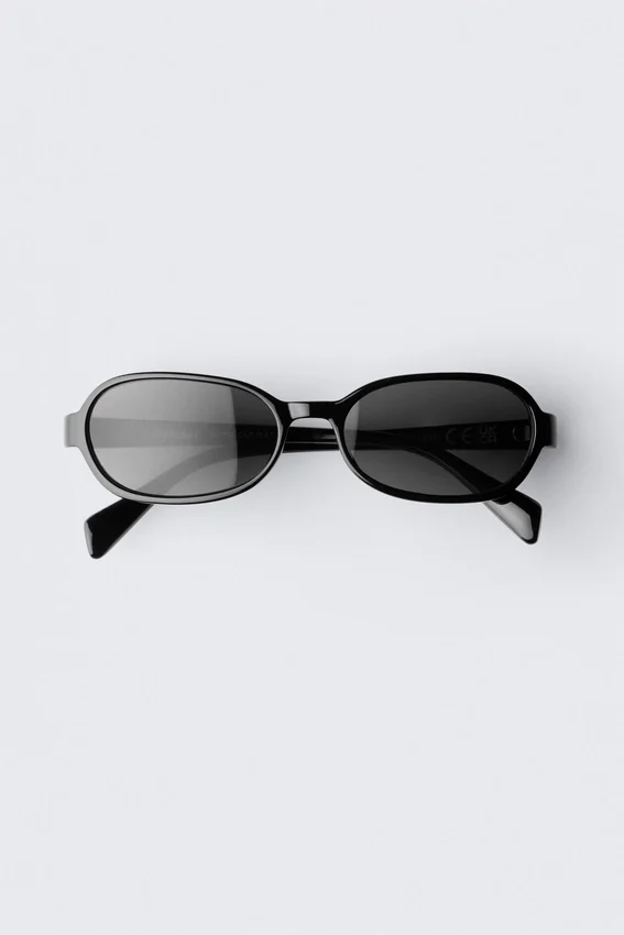 Thin Oval Frame Sunglasses – Black Thin Oval Frame Sunglasses – Black