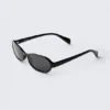 Thin Oval Frame Sunglasses – Black Thin Oval Frame Sunglasses – Black