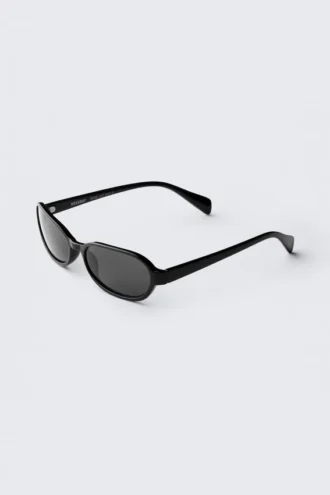 Thin Oval Frame Sunglasses – Black Thin Oval Frame Sunglasses – Black