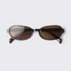 Thin Oval Frame Sunglasses – Dark Brown – Brown Lenses Thin Oval Frame Sunglasses – Dark Brown – Brown Lenses