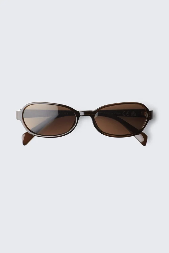 Thin Oval Frame Sunglasses – Dark Brown – Brown Lenses Thin Oval Frame Sunglasses – Dark Brown – Brown Lenses