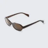 Thin Oval Frame Sunglasses – Dark Brown – Brown Lenses Thin Oval Frame Sunglasses – Dark Brown – Brown Lenses