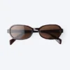 Thin Oval Frame Sunglasses – Dark Brown – Brown Lenses Thin Oval Frame Sunglasses – Dark Brown – Brown Lenses