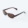 Thin Oval Frame Sunglasses – Dark Brown – Brown Lenses Thin Oval Frame Sunglasses – Dark Brown – Brown Lenses