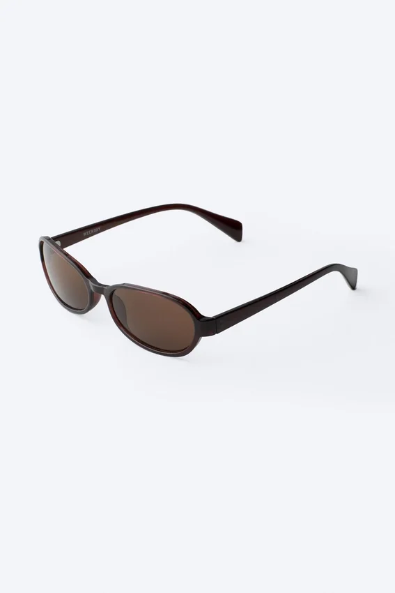 Thin Oval Frame Sunglasses – Dark Brown – Brown Lenses Thin Oval Frame Sunglasses – Dark Brown – Brown Lenses
