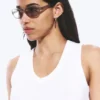 Thin Oval Frame Sunglasses – Greige – Grey Lenses Thin Oval Frame Sunglasses – Greige – Grey Lenses