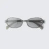Thin Oval Frame Sunglasses – Greige – Grey Lenses Thin Oval Frame Sunglasses – Greige – Grey Lenses