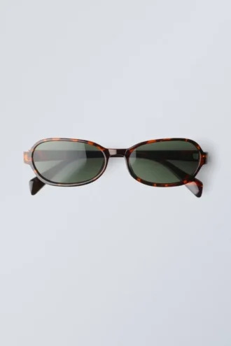 Thin Oval Frame Sunglasses – Tortoiseshell-Patterned