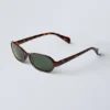 Thin Oval Frame Sunglasses – Tortoiseshell-Patterned Thin Oval Frame Sunglasses – Tortoiseshell-Patterned