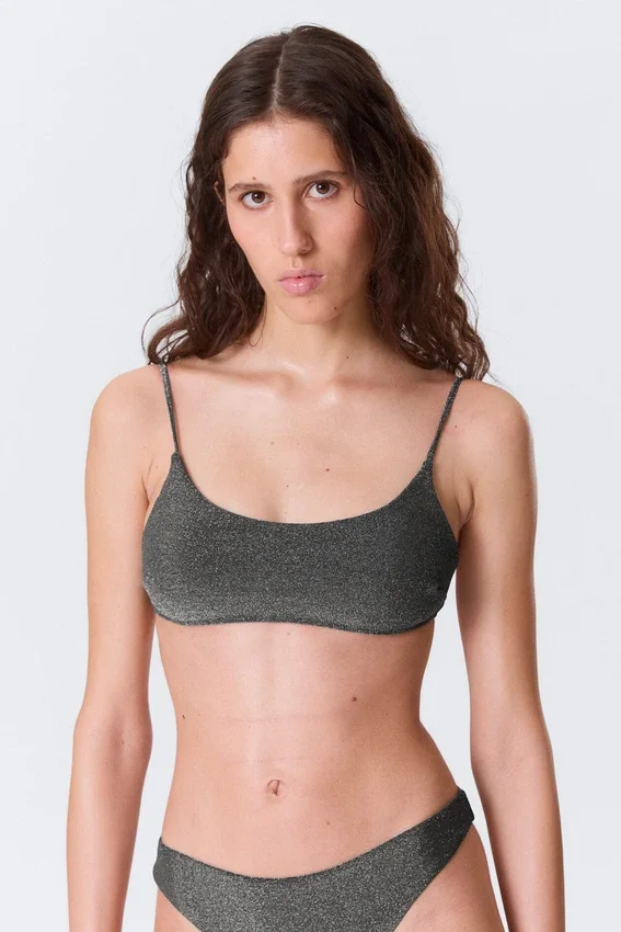 Tie-Back Glitter Bikini Top – Grey – Glitter Tie-Back Glitter Bikini Top – Grey – Glitter
