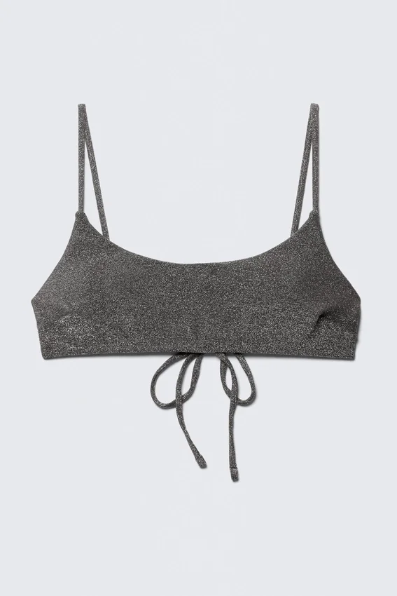 Tie-Back Glitter Bikini Top – Grey – Glitter Tie-Back Glitter Bikini Top – Grey – Glitter