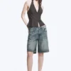 Tie-Back Hook-And-Eye Halterneck Top – Dark Grey Tie-Back Hook-And-Eye Halterneck Top – Dark Grey