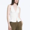 Tie-Back Hook-And-Eye Halterneck Top – White Tie-Back Hook-And-Eye Halterneck Top – White