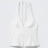 Tie-Back Hook-And-Eye Halterneck Top – White Tie-Back Hook-And-Eye Halterneck Top – White