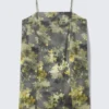 Tie-Back Twill Mini Dress – Grey – Dirty Floral Tie-Back Twill Mini Dress – Grey – Dirty Floral