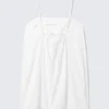 Tie-Back Twill Mini Dress – White Tie-Back Twill Mini Dress – White