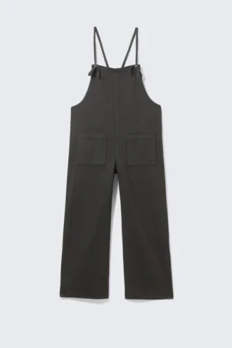 Tie Denim Dungarees – Black