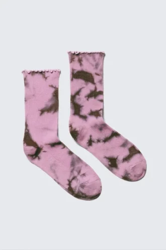 Tie-Dye Frilled Crew Socks – Pink Tie-Dye